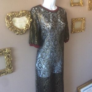 Zara Gold Lace Maxi Dress